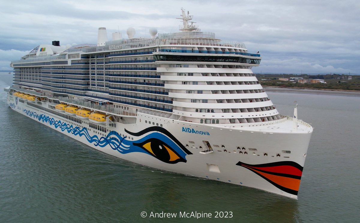 CruiseshipP's tweet image. Seen early this morning making her first visit to #Southampton @aida_de #AIDAnova Built in 2018 she was the first of @CarnivalPLC #ExcellenceClass ships and is arriving in Northern Europe to start a summer season of cruises based in the German port of #Kiel #cruise #cruisenews