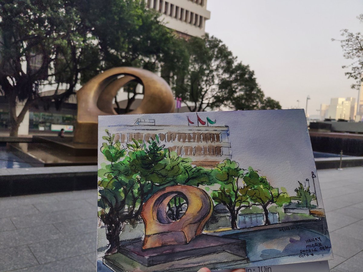 idatsestudio's tweet photo. Farewell to #GPO Series No. 14
Sometimes ago can’t remember when…
Henry Moore’s Double Oval and GPO.
Those curves are simply lovely.
#GeneralPostOffice #HongKongPost #郵政總局
#usk #urbansketch #uskhk #urbansketchers
#watercolour #cityscape #locationsketch https://t.co/J2pnnacdxn