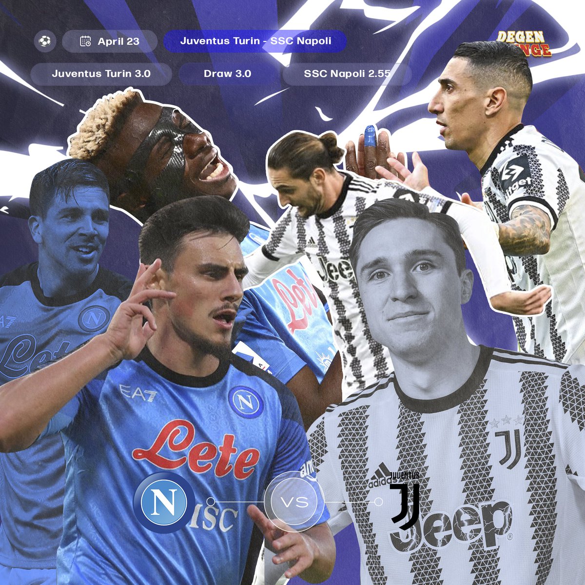 DegenWinCasino's tweet photo. Watch the big match between #JuventusNapoli &amp; guess whom will be the winner https://t.co/BqIe4xiMEI

👉 Join us on our community:
https://t.co/EK7hB8Swxy…

💰 Claim extra bonus: https://t.co/0eEFEl25J4 https://t.co/v0bQxZPf3w