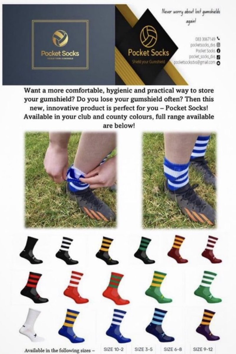 PocketSocksEire's tweet photo. Check out our great innovative idea! Pocket Socks Èire! A sports sock with a pocket inside it for your gumshield.
Shield your gumshield ! https://t.co/X6N3yZOKoO