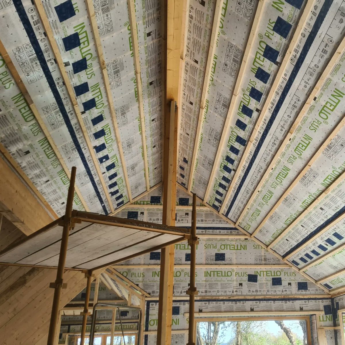 cliomahouse's tweet photo. Airtightness complete, cellulose insulation 85% complete, solitex quattro Black membrane for shadow gap timber cladding in place. Nice stage to be at!
#proclima #Intello #passivehouse #ecologicalbuildingsystems #airtightness #tighttothewind https://t.co/LyJ5Q1dgUp