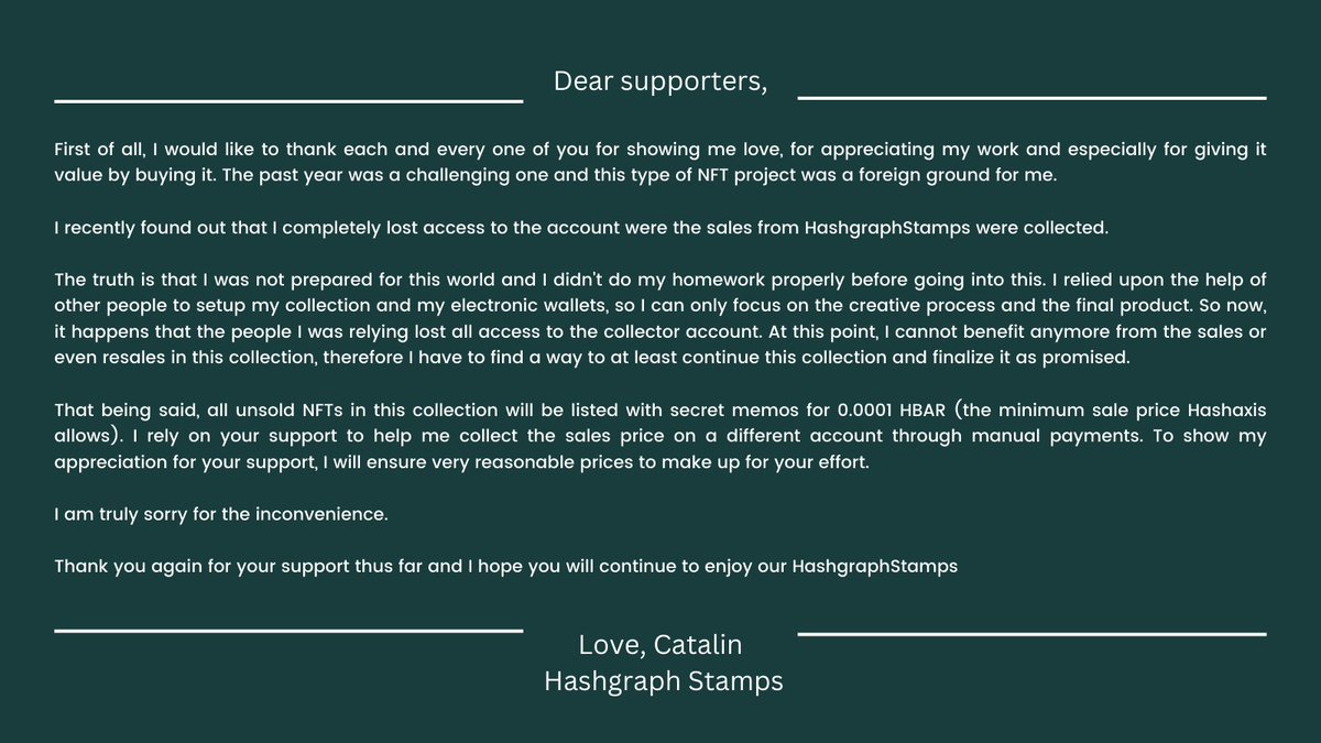 📢Important announcement!

Please read the text in image below:
#HBARNFTs #HBARbarians #NFTCommunity #HBAR #Hedera #HederaNFT