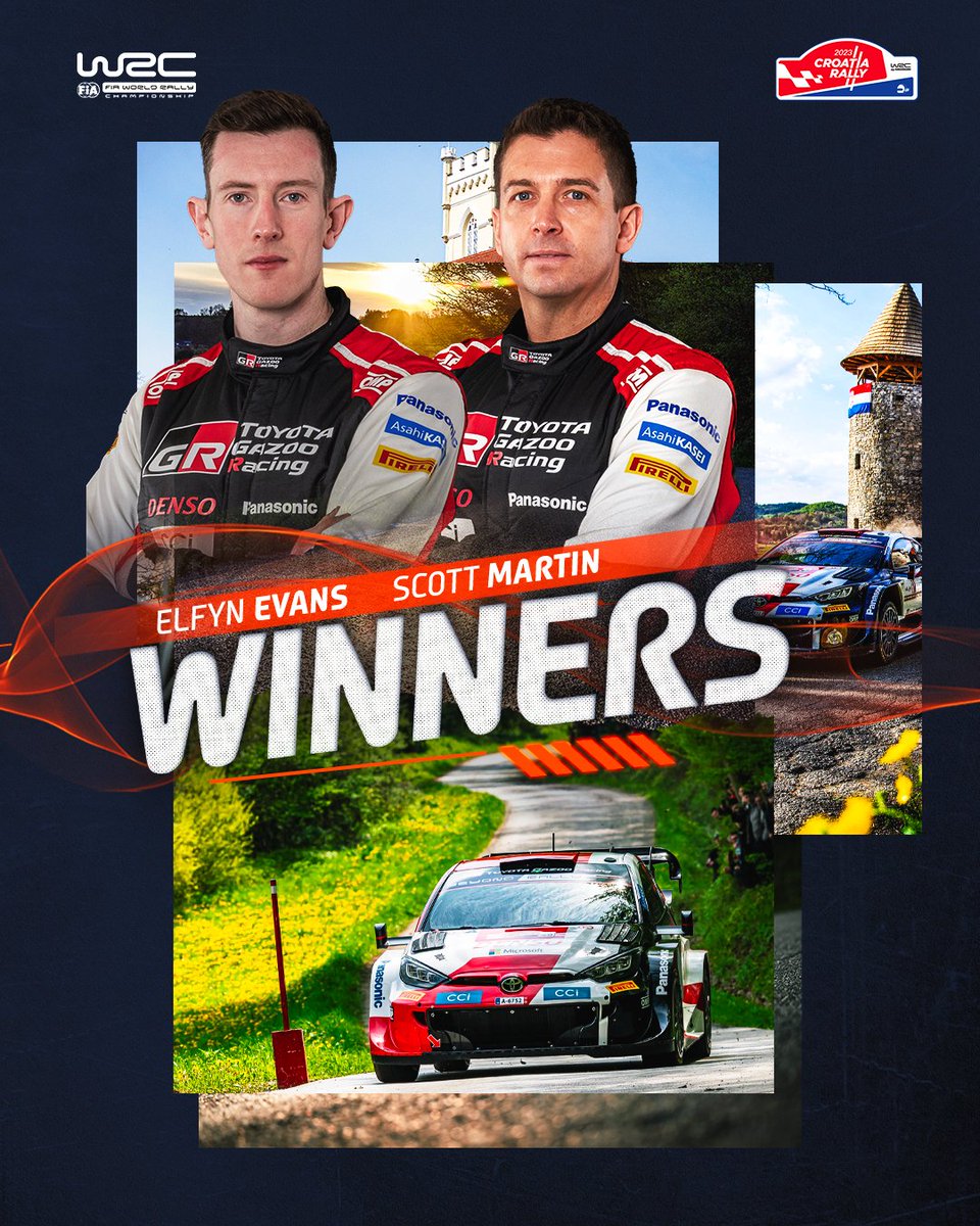 🏆 W I N N E R S 🏆

It's been 18 months in the making - Elfyn Evans and Scott Martin have finally secured victory! 

Read more 👉 🔗wrc.com/en/news/2023/w…

#WRC #WRCLive #CroatiaRally