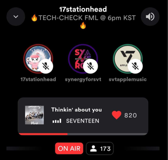 17stationhead's tweet photo. We're now on the third hour of today's #TechCheck_FML!
To ensure we won't miss any of your questions for the Q&A, please use this FORM instead of chat: https://t.co/nGaAHk2D2H
See 🧵for playlists.
#FML_D1 #SEVENTEEN @pledis_17 https://t.co/7suVyONnir