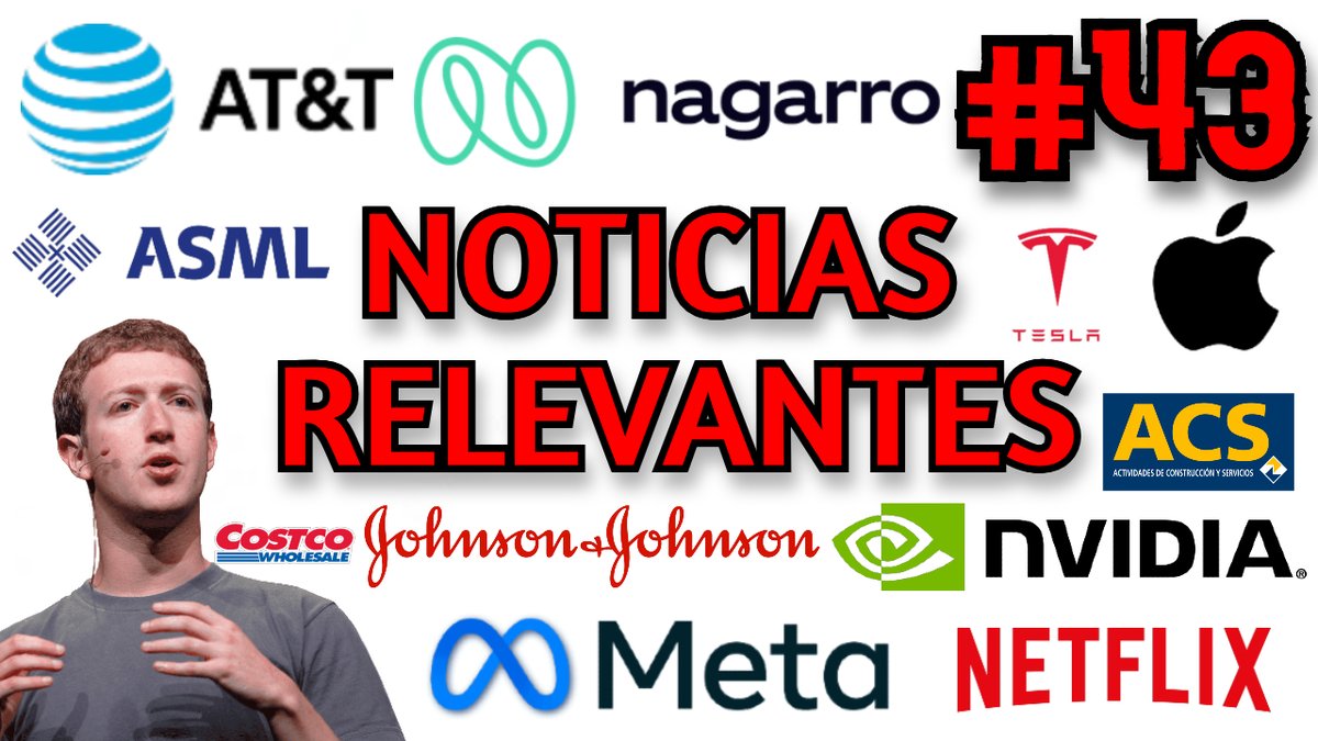 Ivan_Bolsa's tweet image. 💥 Repaso semanal de noticias ya disponible en mi canal de YouTube.

👉 Hoy hablo de $ASML $NVDA $JNJ $META $NFLX $AAPL $COST $TSLA $T $NA9 $ACS $GOOGL $MSFT $ADBE $RNO

👇 Puedes ver el vídeo aquí 👇