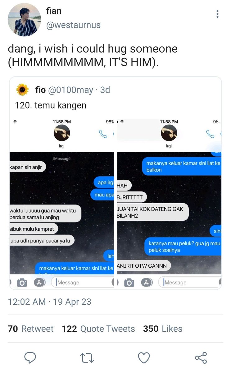 heartlimingitis's tweet photo. geminifourth few tweets lokal au ; giovan - fian

awal mereka deket? jadian? komitmen? punya status? pacaran? hts? ttm? [anyway, yes. fian is a hard stan of nmnist] https://t.co/cBC3uErAdI