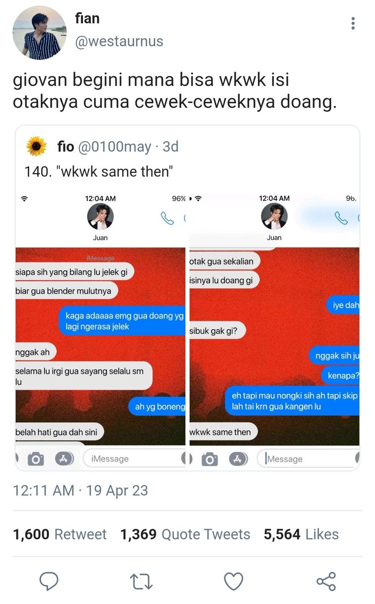heartlimingitis's tweet photo. geminifourth few tweets lokal au ; giovan - fian

awal mereka deket? jadian? komitmen? punya status? pacaran? hts? ttm? [anyway, yes. fian is a hard stan of nmnist] https://t.co/cBC3uErAdI