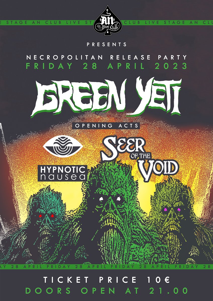 Are you ready for our "Necropolitan" release party?!
This Friday, a night filled with Doom, at our beloved basement An club , along with our friends Hypnotic Nausea and Seer of the Void! Setlist will include whole "Necropolitan" album and we will have some fresh goodies for you!