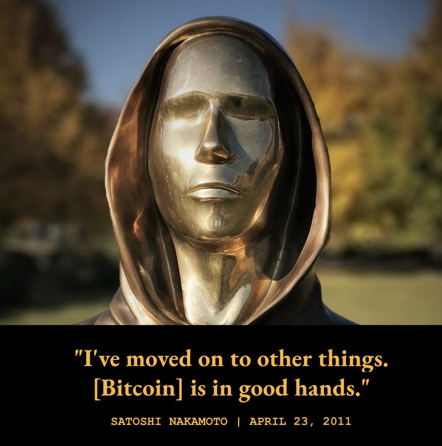 ✨ Satoshi Nakamoto on leaving #Bitcoin in one of his last known emails,  exactly 12 years ago Legend 💫