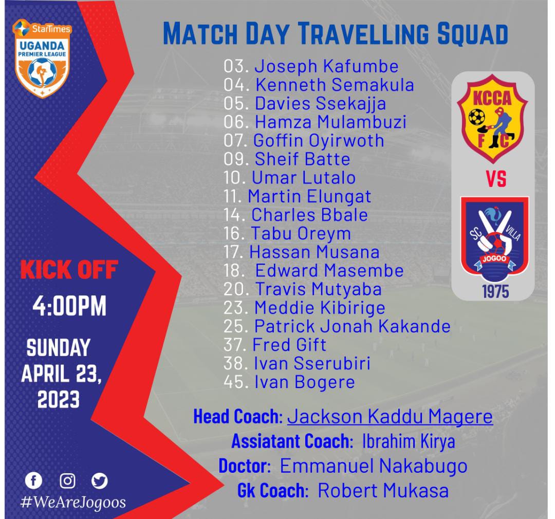 SCVillaJogoo's tweet image. The traveling squad to Lugogo...its full house for Coach Nelly 🔵⚪💪

Select your probable starting 11
😋
#SCVUpdates #WeAreJogoos #UPLFootball