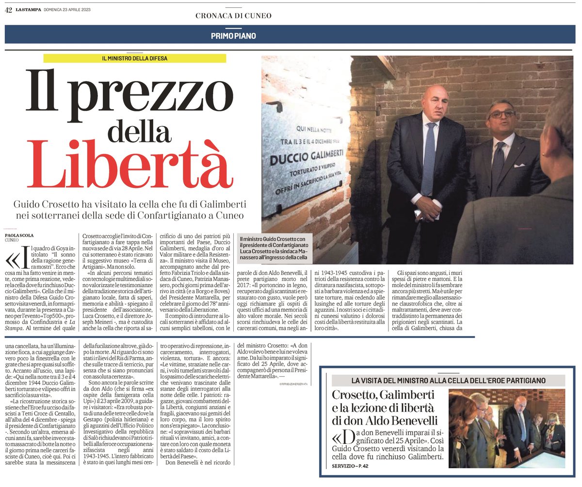 Oggi su <a href="/la_stampa/">La Stampa Business Naming Expert</a> la visita del Ministro della Difesa Guido Crosetto @crosettoguido al nostro "museo" #TerraDiArtigiani