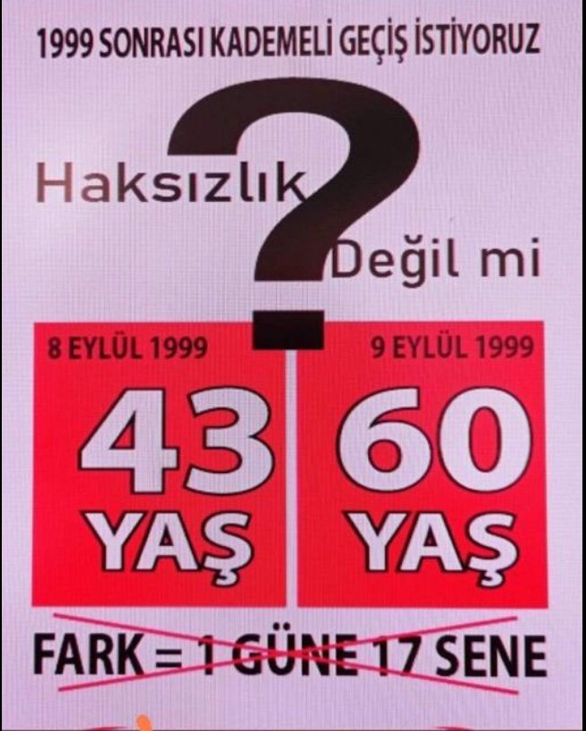 mustafa_surek03's tweet photo. 08.09.1999 Sonrası SGK Girişliler Neden Adil Emeklilik Hakkından Faydalanamıyor?

Furkan #TCGANADOLU Konya Anıtkabir Batman Adana #marmaray Kızılay #23Nisan Nebati #ilkTurdaBitecek #2000LereAdilKademe https://t.co/m1zwTYLa75