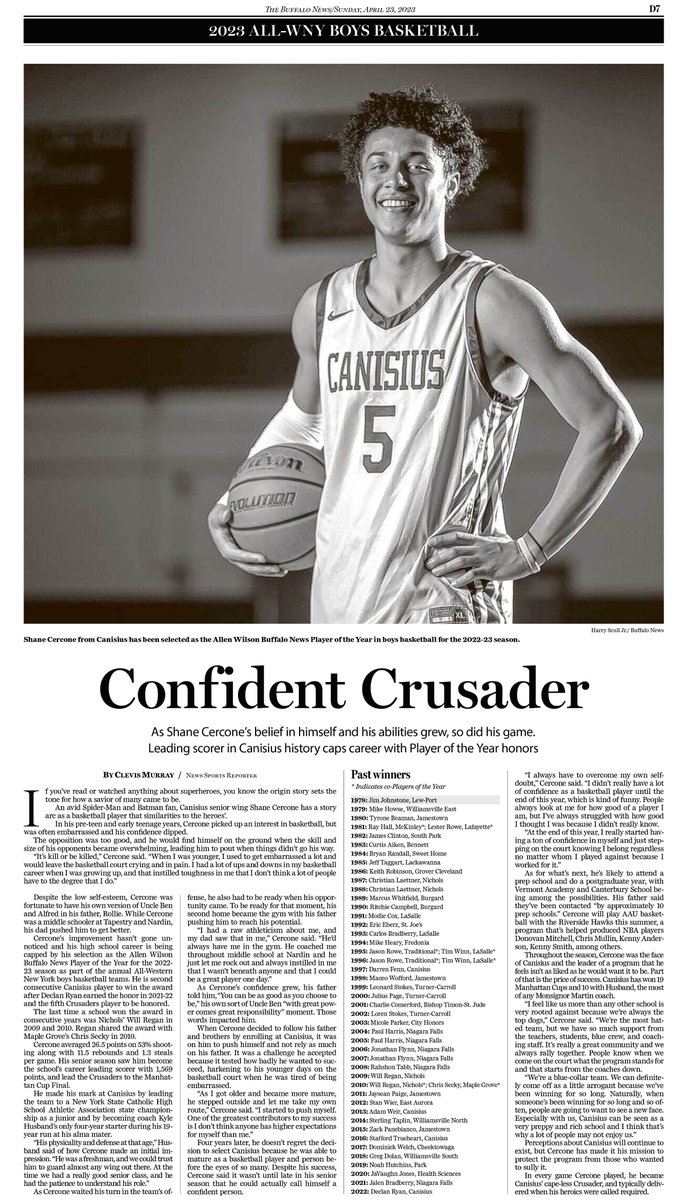 hsjrphoto's tweet photo. In today's @TheBuffaloNews @Shanecercone @CanisiusHSHoops  Allen Wilson Basketball player of the year. https://t.co/WquI7eXIMv