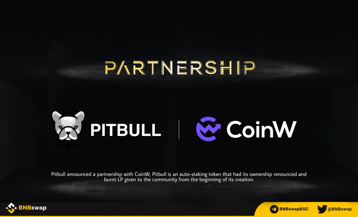📢 <a href="/BscPitbull/">Pitbull Token</a> announced a partnership with <a href="/CoinWOfficial/">CoinW</a>, a cryptocurrency exchange!

Pitbull is an auto-staking token that had its ownership renounced &amp; burnt LP given to the community from the beginning of its creation.

#Crypto #BSC #BNBchain #Web3 #BNBswap #Memecoin $BNB
