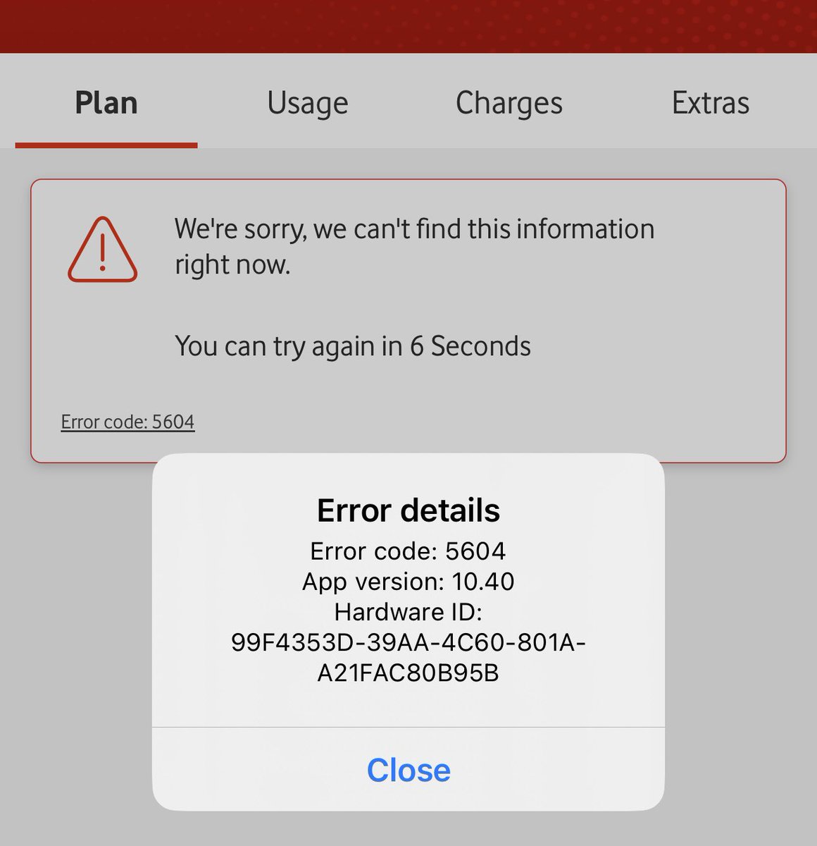 HayleyM88's tweet photo. @VodafoneUK can get your website or app to load my plan details? Getting “something went wrong” online and an error code in the app. What’s going on? https://t.co/cR1IVEAMhW