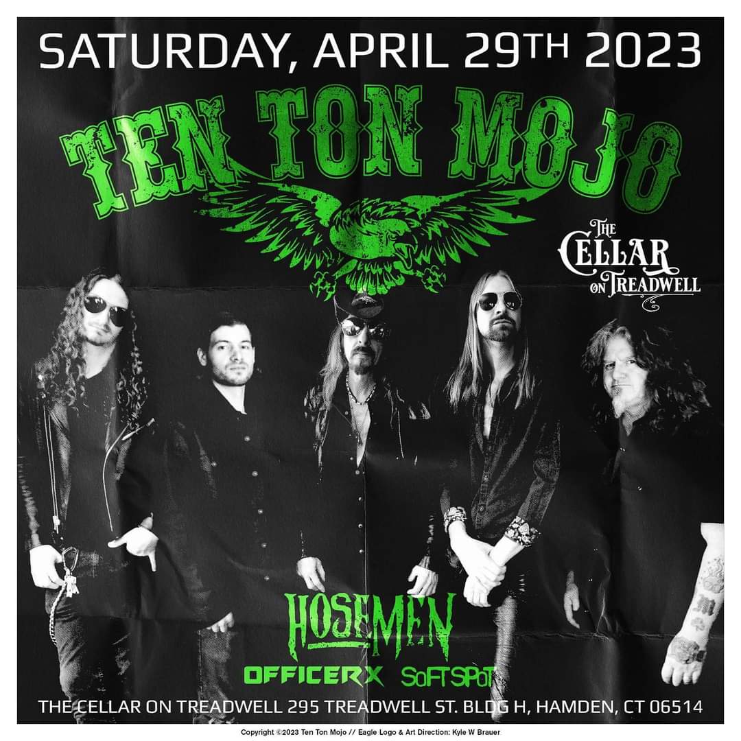 TEN TON MOJO is returning to The Cellar on Treadwell in just 2 weeks, so get your pre-game on, put the kids to bed, and get a Lyft to the gig, cuz we're bringing that MOJO back to CT 🤘

$10 Cover at the Door

Playing with:
soft spot (CT)
Officer X (MA)
Hosemen (CT)