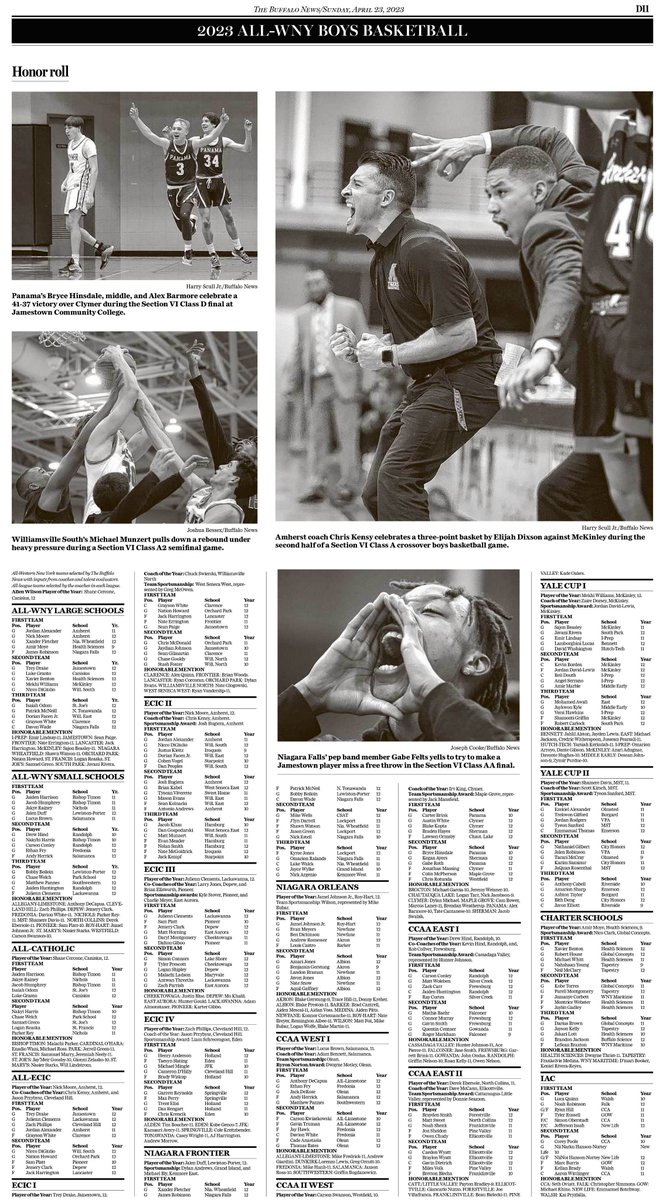 In Today's <a href="/TheBuffaloNews/">The Buffalo News</a> meet the ALL-WNY Large and Small School Boy's Basketball teams.