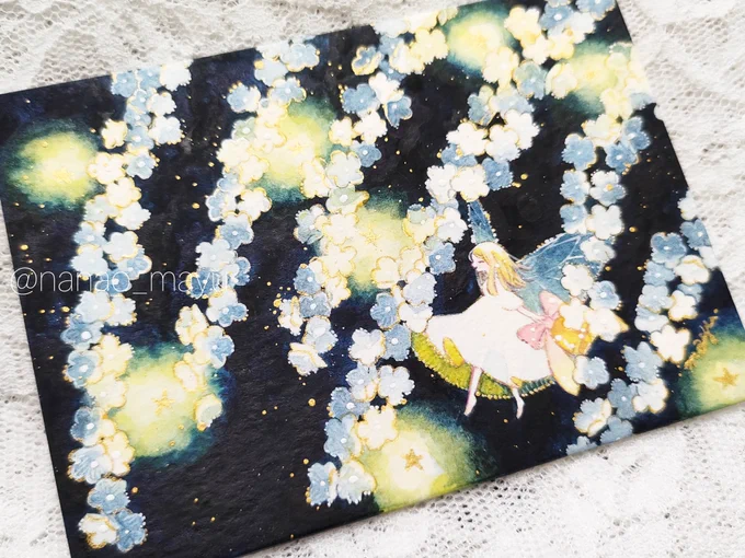 ATC(64x89mm)/アクリル/マーメイドボード「星降る夜に鐘を鳴らして」#nanao_mayu #ATCつくりました 