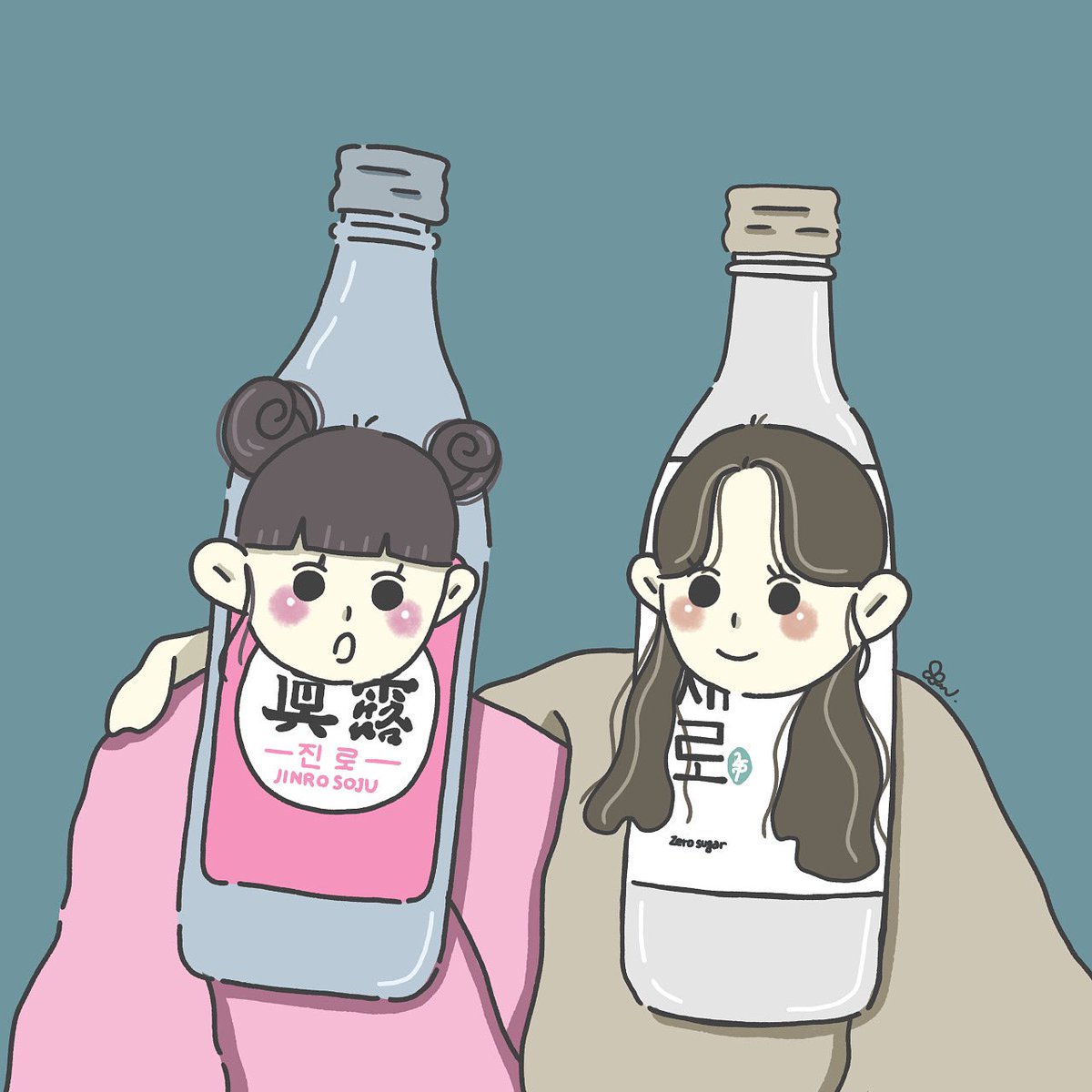 _grimgrim_'s tweet photo. 韓国焼酎なら
진로と새로がおすすめ💓
#韓国在住
#イラスト https://t.co/usnAzRdgGY