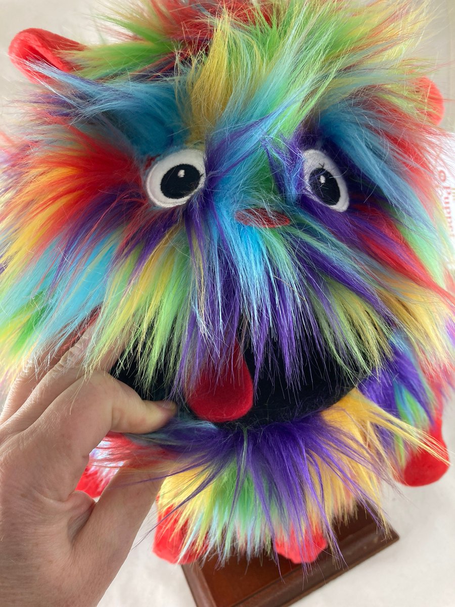 Excited to share the latest addition to my #etsy shop: Large Rainbow Monster Round Hand Puppet - Rainbow Hair - New with Tags etsy.me/41uAw1t #rainbow #birthday #blue #children #imagination #handpuppet #glovepuppet #puppets #monster