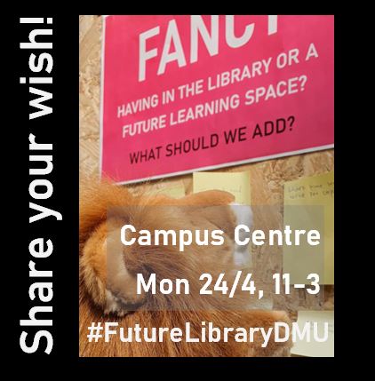 LibraryDMU's tweet photo. On Monday, we're in the Campus Centre to tell you more about the exciting #FutureLibraryDMU project and ask for your thoughts about the vision and what we can change or improve for your @dmuleicester library of tomorrow! Come over and say Hi 11-3 ππ https://t.co/18vFeRFpCa https://t.co/LQzMvnXL9L