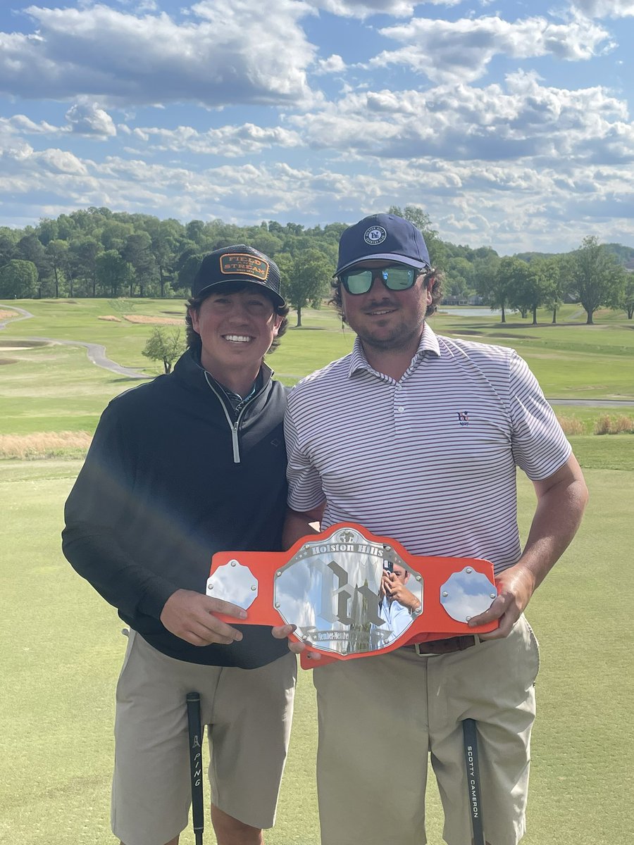HolstonHillsCC's tweet photo. HHCC Member-Member created so much buzz, we are still talking about it! 

After the SHOOTOUT ended in a two-way tie, Davis &amp; Davis VS Kerley &amp; Ramsey. It went to a Playoff ⛳️ The Davis brothers prevailed &amp; became our Champions🏅 
#HolstonHillscc #McconnellGolf #MemberMember #Golf https://t.co/68JjngyA7d