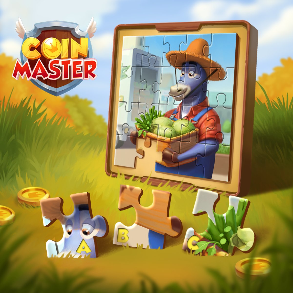 CoinMasterGame's tweet photo. Wanna win 𝟖𝟎𝟎 𝐒𝐏𝐈𝐍𝐒? ✨ Tell us which piece completes the puzzle👩‍🌾for your 𝙘𝙝𝙖𝙣𝙘𝙚 𝙩𝙤 𝙬𝙞𝙣!

Pick up these 𝐒𝐏𝐈𝐍𝐒 along the way! 🤩👉https://t.co/w4RxuT20dX https://t.co/BiQ9SgizX1