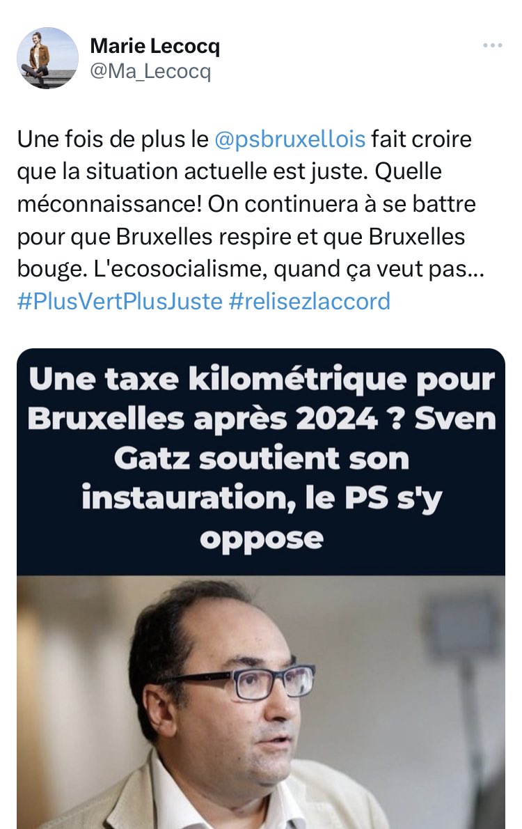 AhmedLaaouej's tweet photo. #TraduisonsLes Ecolo Bruxelles : « On continuera à se battre »…pour des ecotaxes. Ça a le mérite d’être clair tant le message est limpide. 
Tout qui s’intéresse un peu à la fiscalité sait qu’il n’y a pas pire injustice sociale que la fiscalité indirecte. #PlusVertPlusInjuste https://t.co/32ynAuZWiW