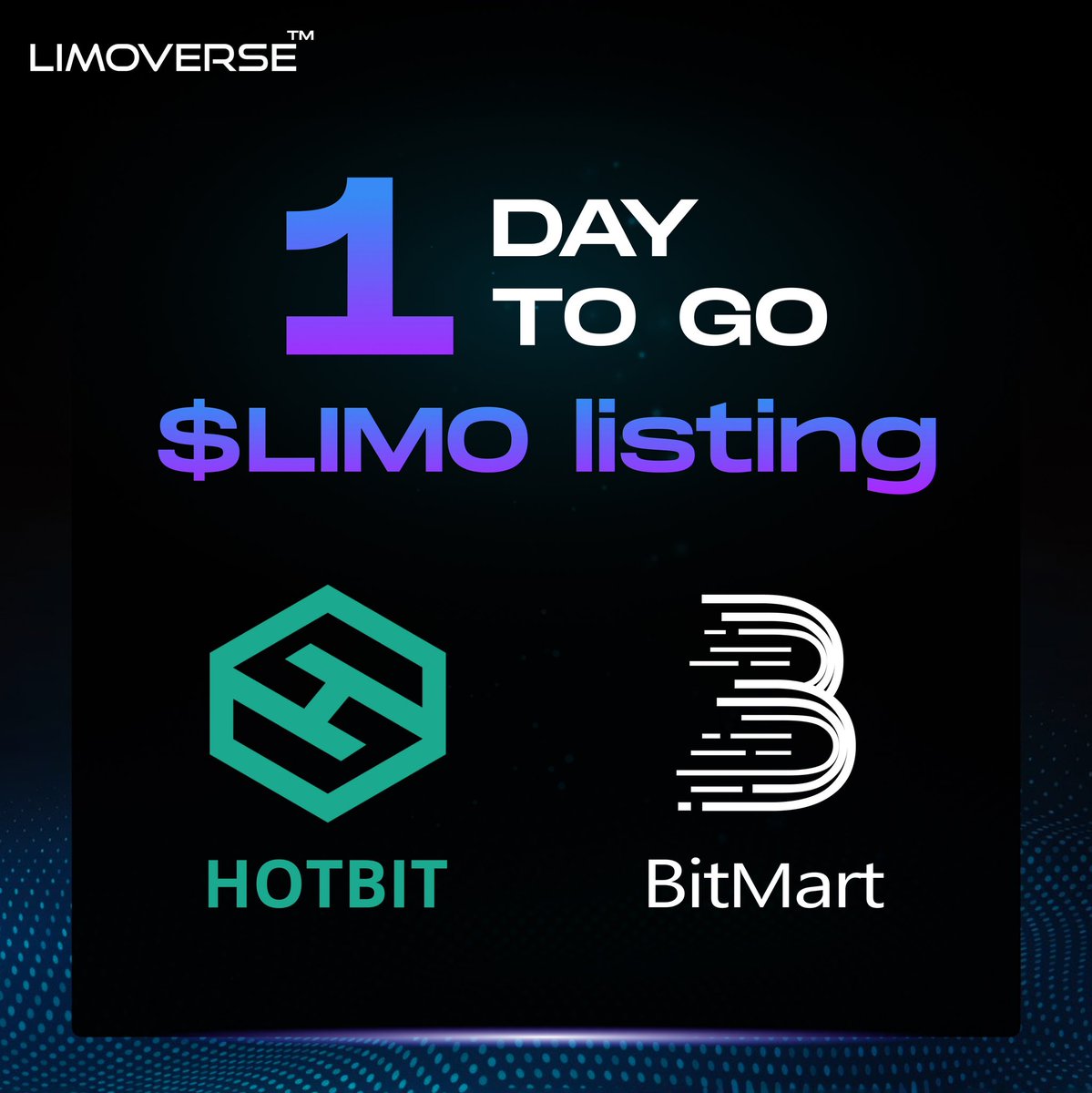 limoverseglobal's tweet photo. Tomorrow's the day we unleash the Limoverseโs token $LIMO on not just one, but two exchanges๐ฅ
Buckle up, folks - it's gonna be a wild ride! ๐๐๐ธ
#limoverse #doublelisting #newlistings https://t.co/k87w6Yz3Ml