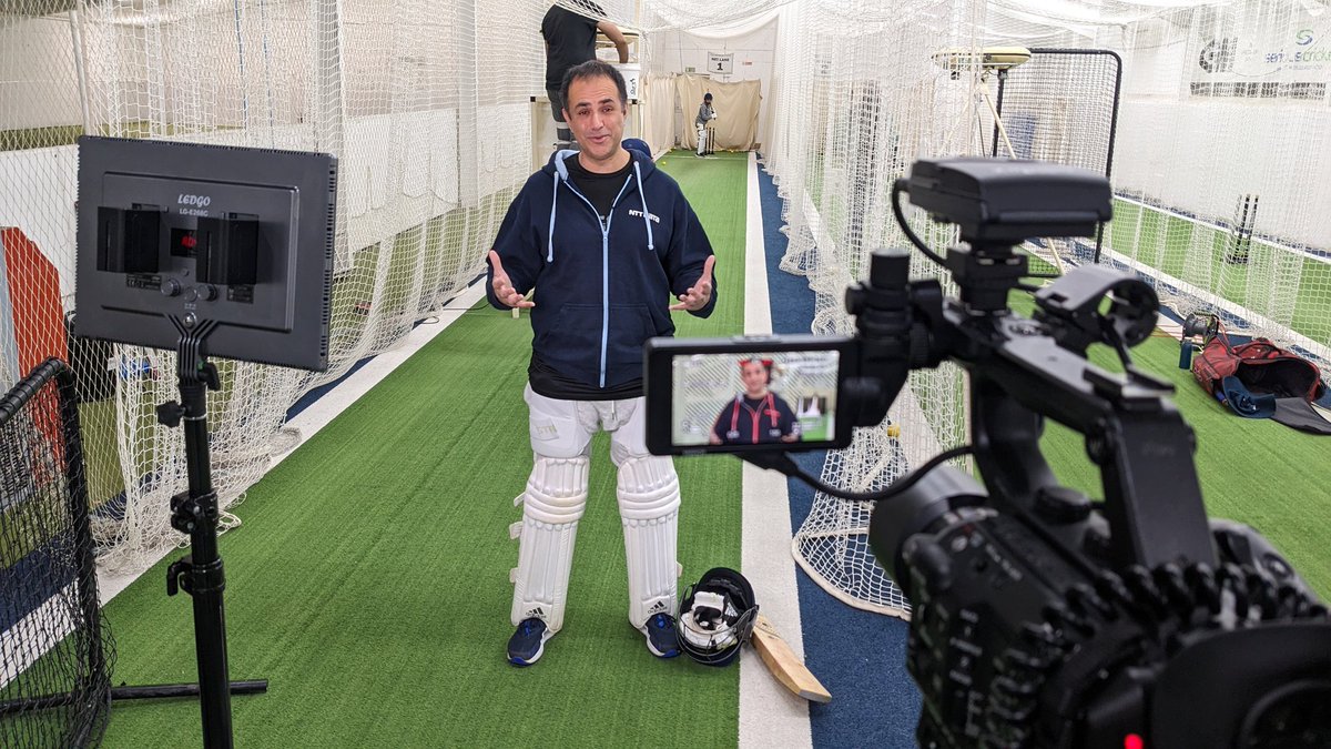 media2u's tweet image. Interviews in the cricket nets on a Sunday.