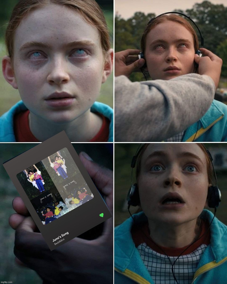 baddfokinmint's tweet photo. Get back to reality just like Max did with Juno's Song.
#memes #strangerthings #max #Netflix #junosong #baddmint https://t.co/sk0N3nzVOb