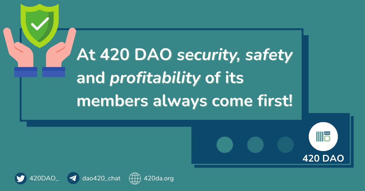 The reliability of any project is not only determined by its utility. It is also determined by the measures it takes to ensure an optimum &amp; secure future for its members.

We have deployed 3 layers of value protection for our members. Read👉 420dao.medium.com/how-does-420-d…

#CryptoNews