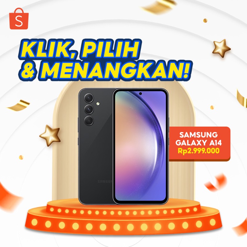 ShopeeID's tweet photo. ✨ SAMSUNG GALAXY A14 GIVEAWAY ✨

Sobat Shopee! Hari ini mimin punya Samsung Galaxy A14 senilai 2,9JT nih! Cara dapetinnya: 

 - FOLLOW @ShopeeID 
- RT &amp; LIKE tweet ini 
- KLIK banner di bawah
- REPLY warna Samsung A14 yang kamu mau! 

Good luck! 😆