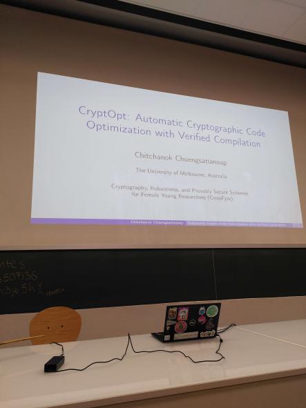 We are continuing our afternoon session with the last invited talk by Chitchanok on CryptOpt :)