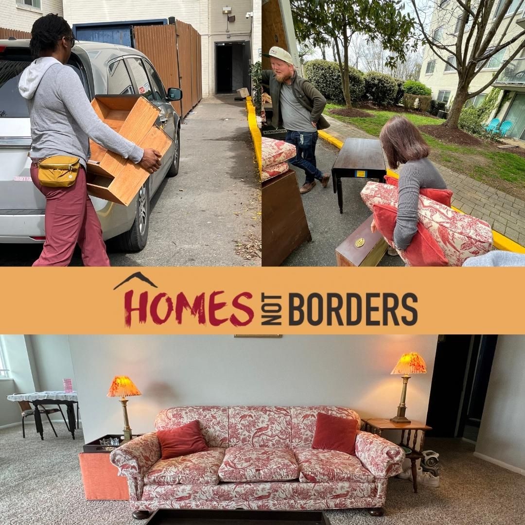 HNB_US's tweet photo. Shout out to Lauren, Levan, Paula and Acacia who helped set up an apartment for an Afghan family of three on a nice sunny day! Special thanks to Lauren and Levan for showing up to round out the creating a welcoming home for the family.  #homesnotborders #refugees #refugeeswelcome https://t.co/aiAFdmnlHB