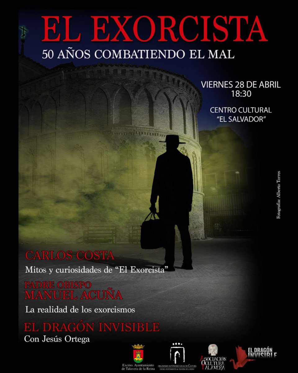 FloresJosete's tweet image. En #OculuraTalavera 💀 no paramos, el próximo viernes 28 de abril dese las 18:30 hasta las 22:00 estaremos en el centro cultural El Salvador con esta maravilla de evento 👹.

Os esperamos , es gratis 😉. 

#Talavera #exorcista #eldragón