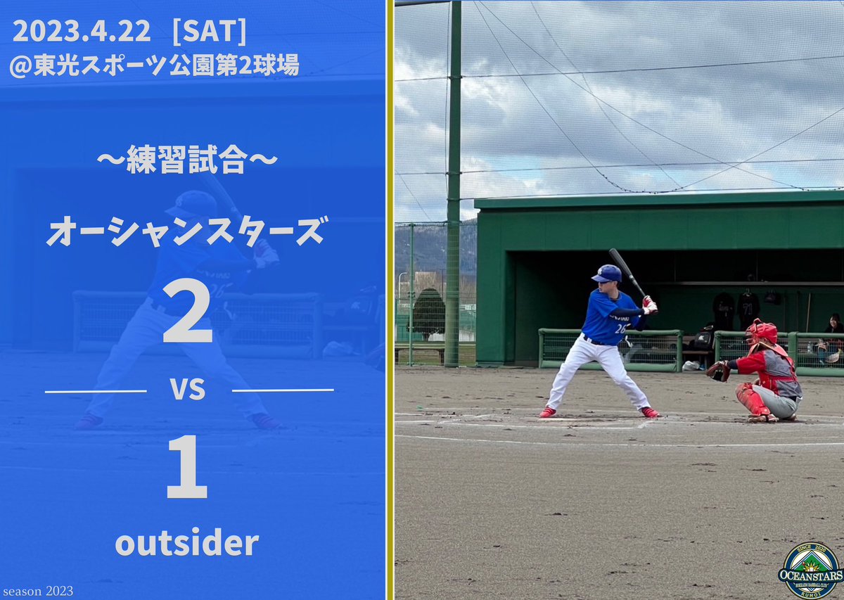 oceanstars07's tweet photo. 今シーズン最初の試合になります！
お相手は同じ旭川地区で過去大会で3度対戦のoutsiderさん！
これまで1勝2敗と負けてる強いチームです。
練習試合とはいえ勝てたこと、今シーズン最先のいいスタートを切れたのではないでしょうか☺️

次は地元留萌で2試合！
ここから全勝目指してやっていきます🐘🐘🐘 https://t.co/VqHj0Zb9rU