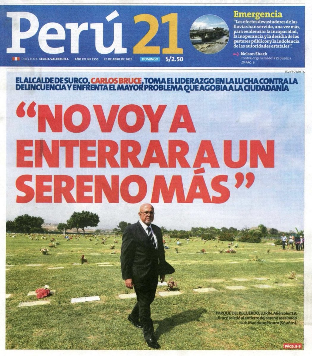 Carlos_Bruce's tweet photo. Entrevista de hoy domingo en Peru21 sobre la lucha contra la delincuencia que es el principal problema que afecta a los ciudadanos. https://t.co/yxCLogB1g0