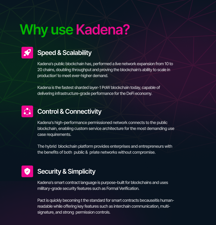 Why Use Kadena?

Kadena is a blockchain platform designed for enterprise use. It is designed with scalability, security and performance in mind.

It is the first enterprise-grade blockchain platform that can process thousands of transactions per second.

#Kadena #KadenaEco $KDA