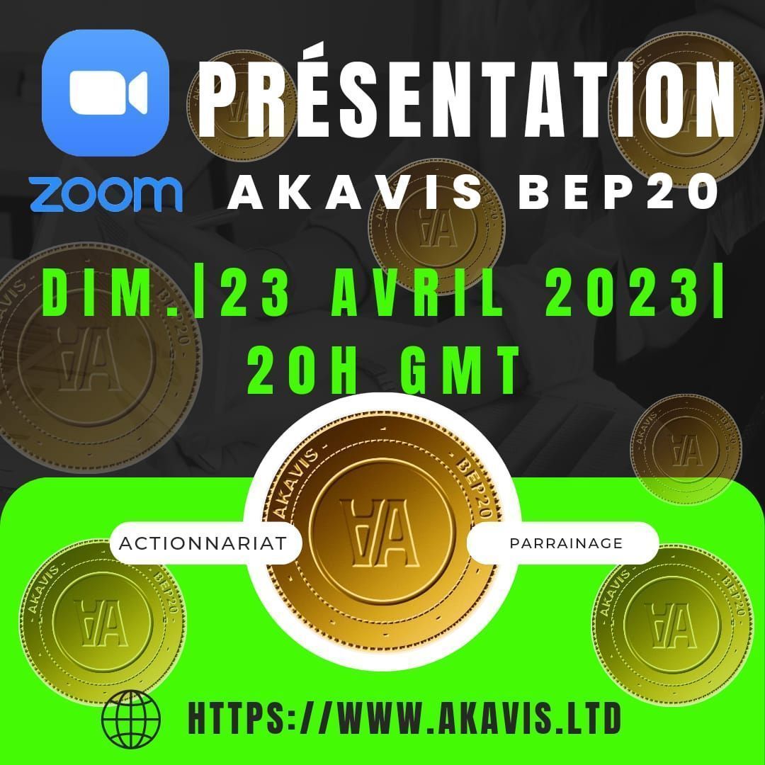 AKAVIS5's tweet photo. AKAVIS vous invite à une réunion Zoom planifiée.

✔️ Sujet: PRESENTATION AKAVIS BEP20
✔️ Date: Dimanche 23 Avril 2023 
✔️ Heure: 20 h 00 GMT 

Participer à la réunion Zoom
https://t.co/BEOhf4y8pV

ID de réunion : 788 334 8496
✔️ Code secret : akavis https://t.co/gOA7GcqA21
