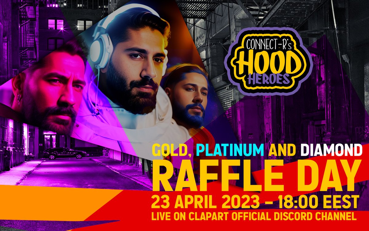 HoodHeroesClub's tweet photo. Join us LIVE on our Discord server for the Gold, Platinum, and Diamond Raffles and reveal the big winners that will get to be partners with Connect-R on his songs!

Live starts at 18:00 EEST.
https://t.co/qg1H6awozS

#HoodHeroesClub #MultiversX https://t.co/amyG7iDjsj