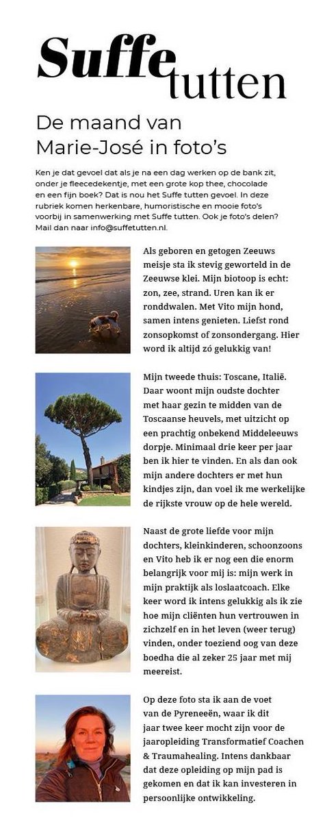 Deze maand is het de maand van Marie José Capello!
Het je het gezien in De Borselse Bode, Goesemorgen, het gele krantje, de Faam of Scheldepost?
Lees &amp; Geniet!
<a href="/QuaerisMedia/">Quaeris Media</a> #loslaatcoach