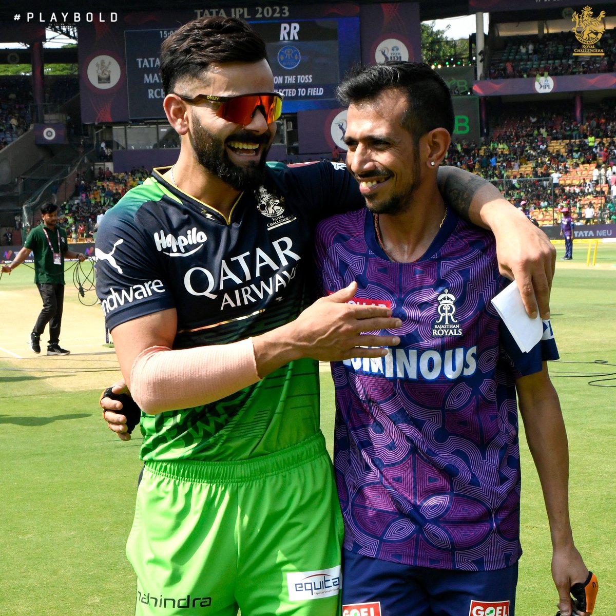 RCBTweets's tweet photo. Something about Yuzi bowling at the Chinnaswamy 🥹

RCB &amp; the 12th Man Army still and will always love you ❤️

#PlayBold #ನಮ್ಮRCB #IPL2023 #GoGreen #RCBvRR https://t.co/j84U8BQaMD