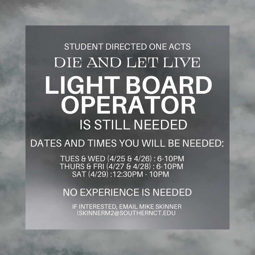 CrescentPlayers's tweet photo. We are still looking for a light board operator for our show next weekend.  If interested, please contact Mike Skinner https://t.co/BoKVvYvi7N