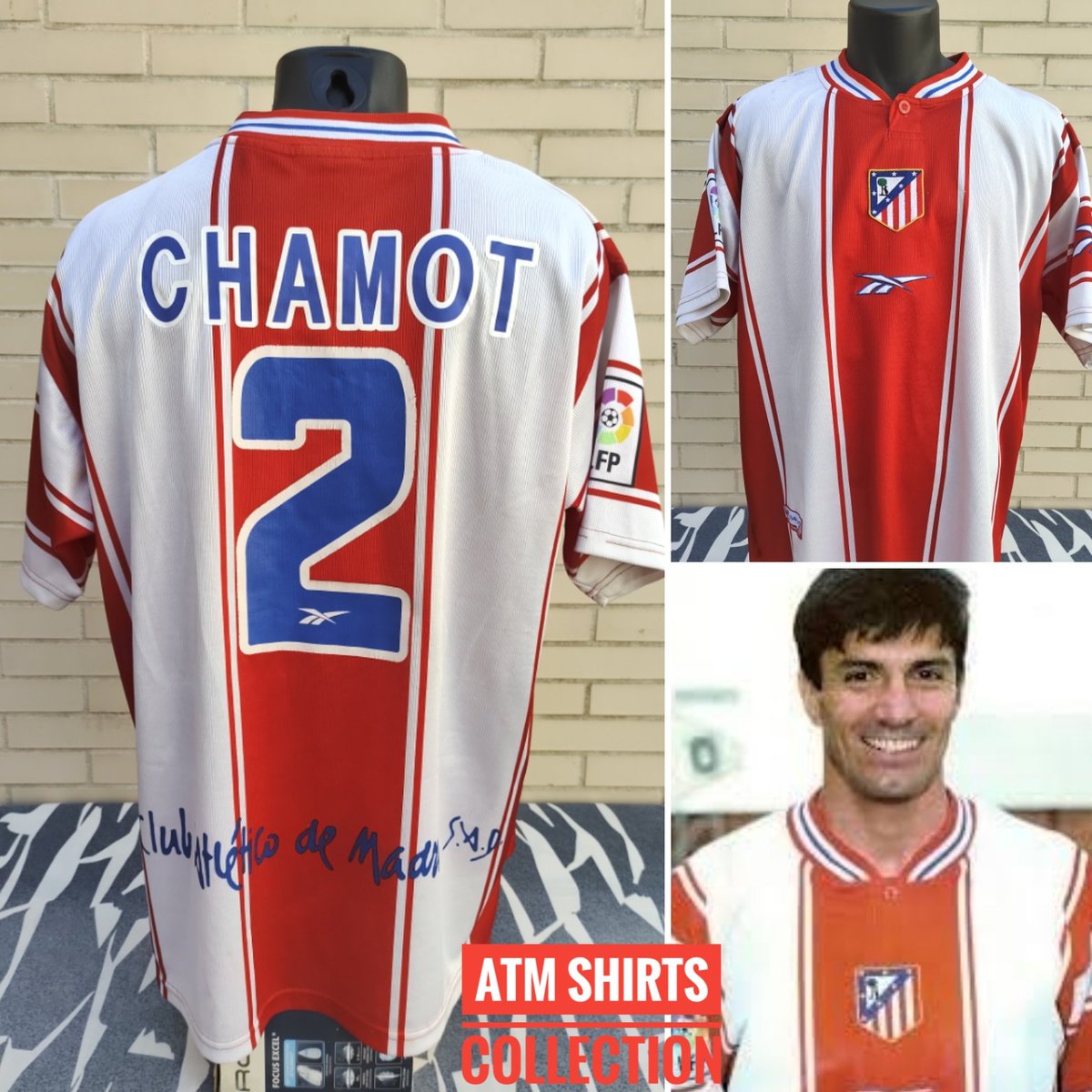 ATMShirts's tweet photo. Camiseta del @Atleti temporada 99/00 del jugador Argentino  #Chamot diseñada por @Reebok mal recuerdo para el año que bajamos al Infierno de Segunda.
#ATMShirtsCollection https://t.co/hIpPxTnY1c
