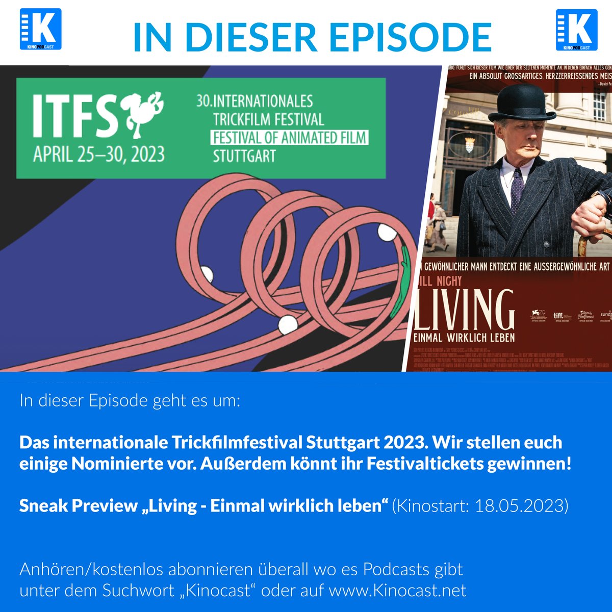 Neue Podcast Episode erschienen über das  'Internationale Trickfilmfestival 2023' Mit Gewinnspiel für Festivaltickets! Schnell mitmachen!
kinocast.net/podcast/itfs20… 

#Gewinnspiel #Gewinn #ITFS2023 #ITFS #Podcast #Deutsch #Kino #Film #animation #animation3d