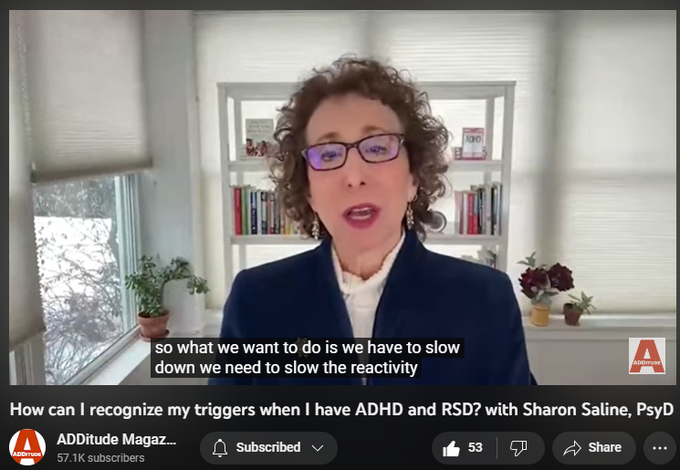 822 views  27 Mar 2023
"I believe that the best way that you can recognize your triggers is connecting the triggers to a physiological response in your body." - Sharon Saline, PsyD

You can download the slides from the webinar “When ADHD Triggers Emotional Outbursts: Scripts for Your Flashpoints (Part Two)” here: https://www.additudemag.com/webinar/h...

Related Resources
Download: Emotional Regulation & Anger Management Scripts
https://www.additudemag.com/download/...

Read: How to Control Your Anger When ADHD Emotional Reactivity Kicks In
https://www.additudemag.com/how-to-co...

Read: “Why Do I Get So Angry with the Ones I Love Most?”
https://www.additudemag.com/adhd-how-...

Subscribe to the ADDitude YouTube Channel: https://www.youtube.com/channel/UC_3d...

Visit the ADDitude web site: https://www.additudemag.com
Follow ADDitude on Facebook: https://www.facebook.com/additudemag/
Follow ADDitude on Instagram: https://www.instagram.com/additudemag/
Follow ADDitude on Twitter: https: