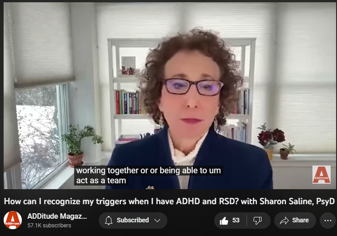 822 views  27 Mar 2023
"I believe that the best way that you can recognize your triggers is connecting the triggers to a physiological response in your body." - Sharon Saline, PsyD

You can download the slides from the webinar “When ADHD Triggers Emotional Outbursts: Scripts for Your Flashpoints (Part Two)” here: https://www.additudemag.com/webinar/h...

Related Resources
Download: Emotional Regulation & Anger Management Scripts
https://www.additudemag.com/download/...

Read: How to Control Your Anger When ADHD Emotional Reactivity Kicks In
https://www.additudemag.com/how-to-co...

Read: “Why Do I Get So Angry with the Ones I Love Most?”
https://www.additudemag.com/adhd-how-...

Subscribe to the ADDitude YouTube Channel: https://www.youtube.com/channel/UC_3d...

Visit the ADDitude web site: https://www.additudemag.com
Follow ADDitude on Facebook: https://www.facebook.com/additudemag/
Follow ADDitude on Instagram: https://www.instagram.com/additudemag/
Follow ADDitude on Twitter: https: