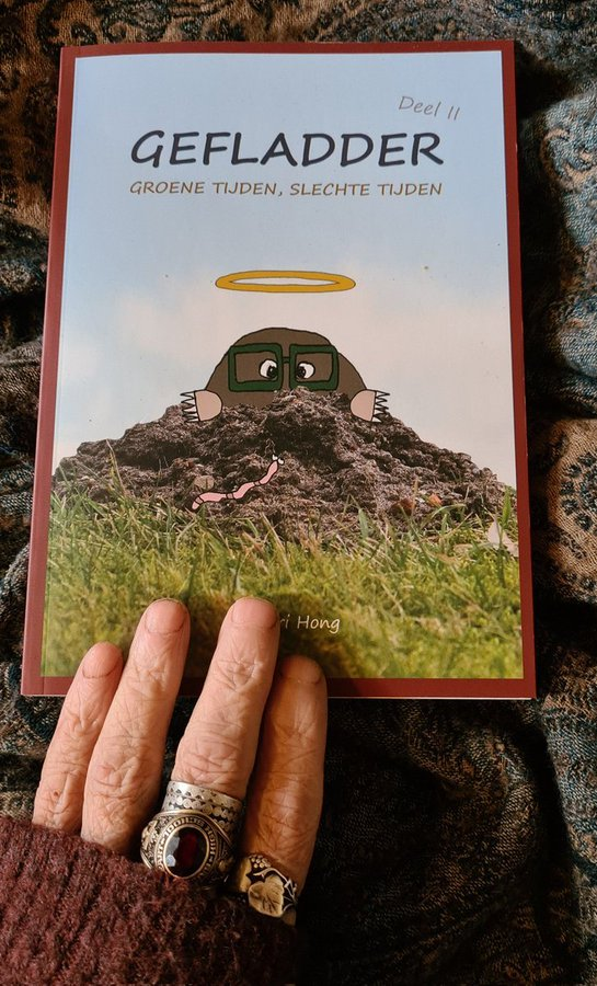 WvdWulp's tweet photo. Stadsdeelbestuurder @NazmiTurkkol neemt het nieuwe boek van Marjori Hong in ontvangst. Gefladder Deel II, belevenissen in het Sloterpark. https://t.co/FmlROYI6VY