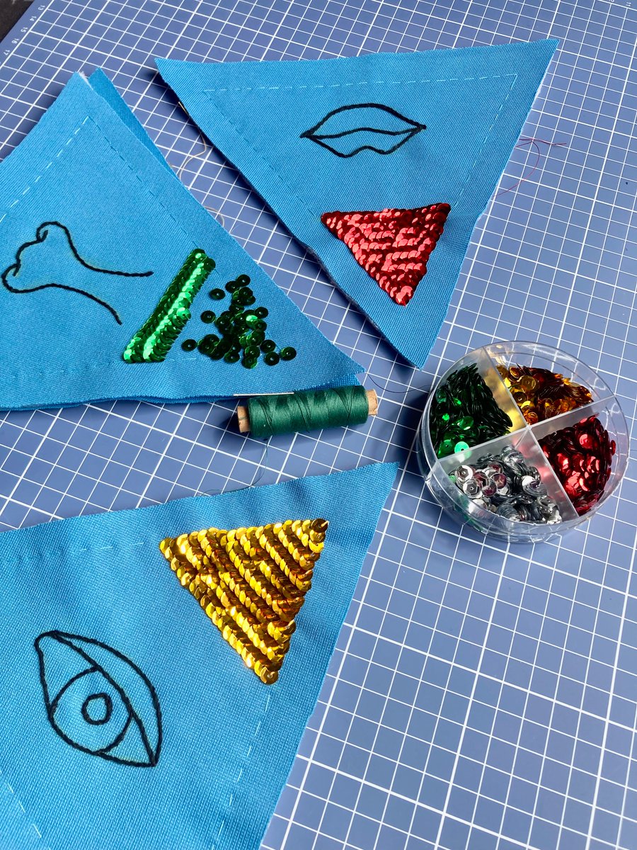 I am currently embroidering a new braille pyramid element for children to learn braille writing in a playful way. #braille #kidstoys #handmadeembroidery